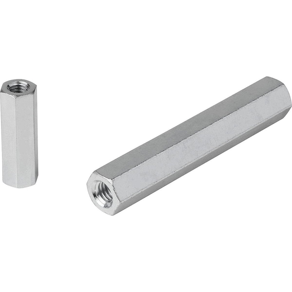 Extension Piece Form:B, 2 Internal Threads M08, L=90, Sw=13, Free-Cutting Steel Galvanized